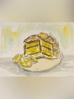 Set of four original hand, painted dessert, themed kitchen, wall decor, art